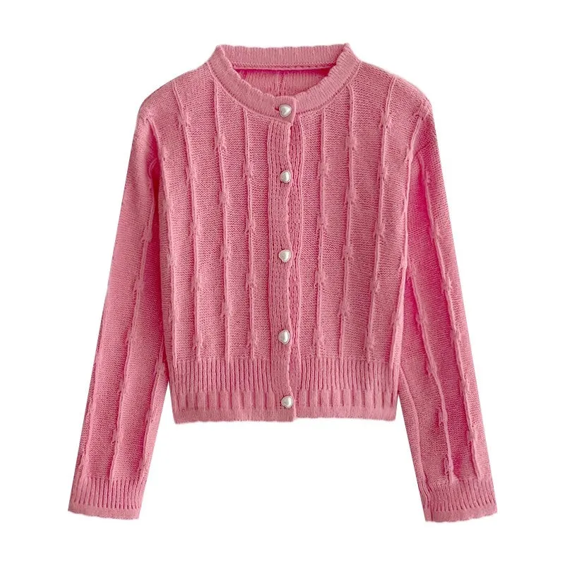 simple solid color sweater knitted cardigan     S4767