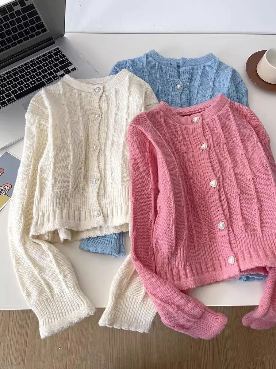 simple solid color sweater knitted cardigan     S4767