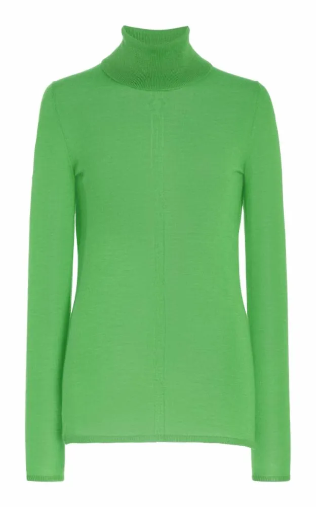 Steinem Knit Turtleneck in Fluorescent Green Cashmere Silk