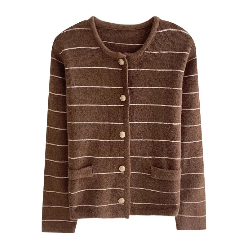 Sweet knitted cardigan round neck sweater jacket    S4728