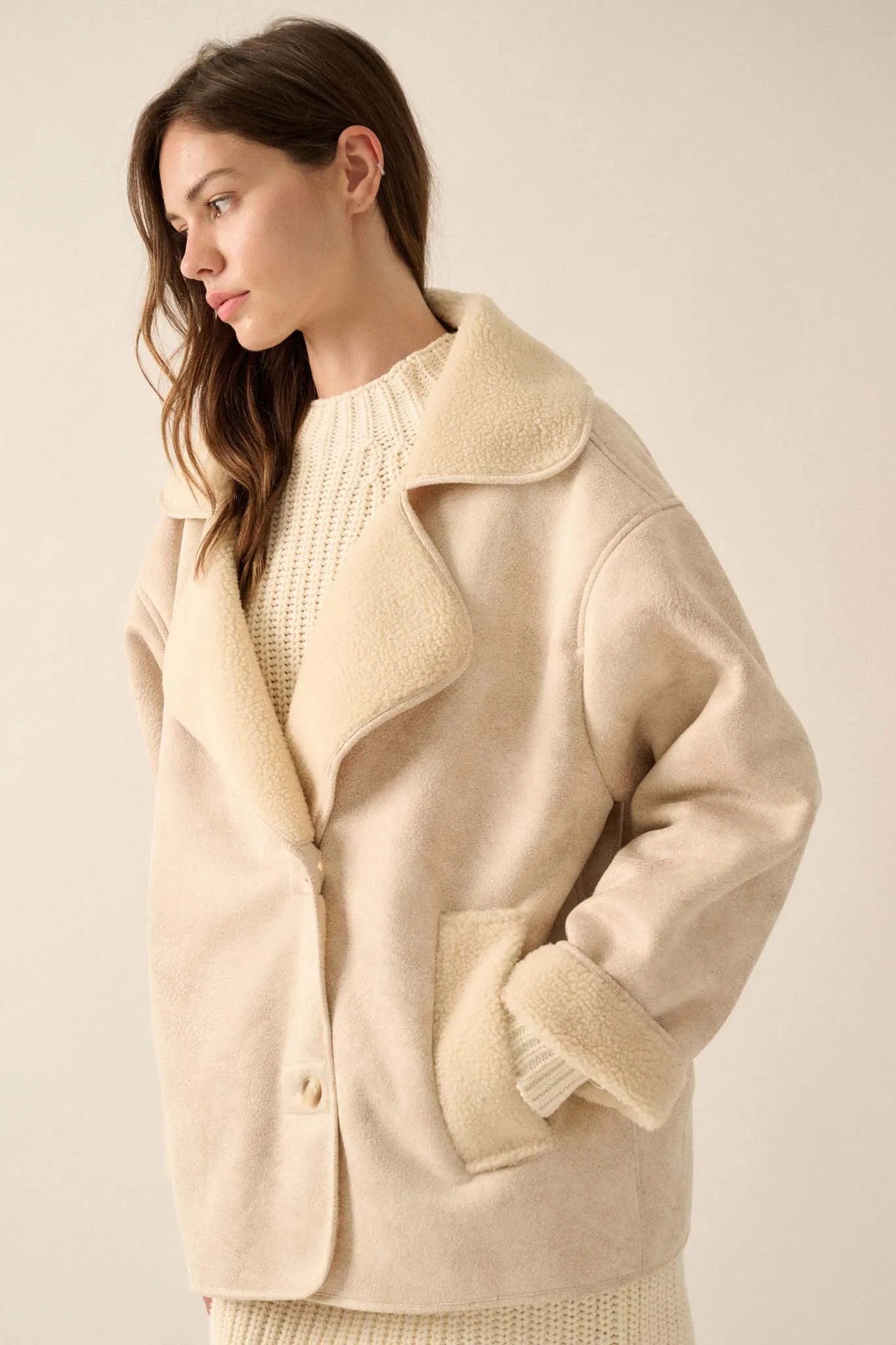 Weather the Storm Faux Shearling Peacoat