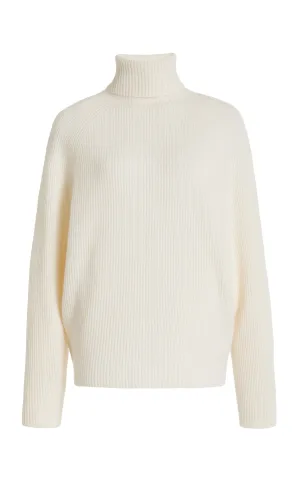 Wigman Knit Turtleneck Sweater in Ivory Cashmere