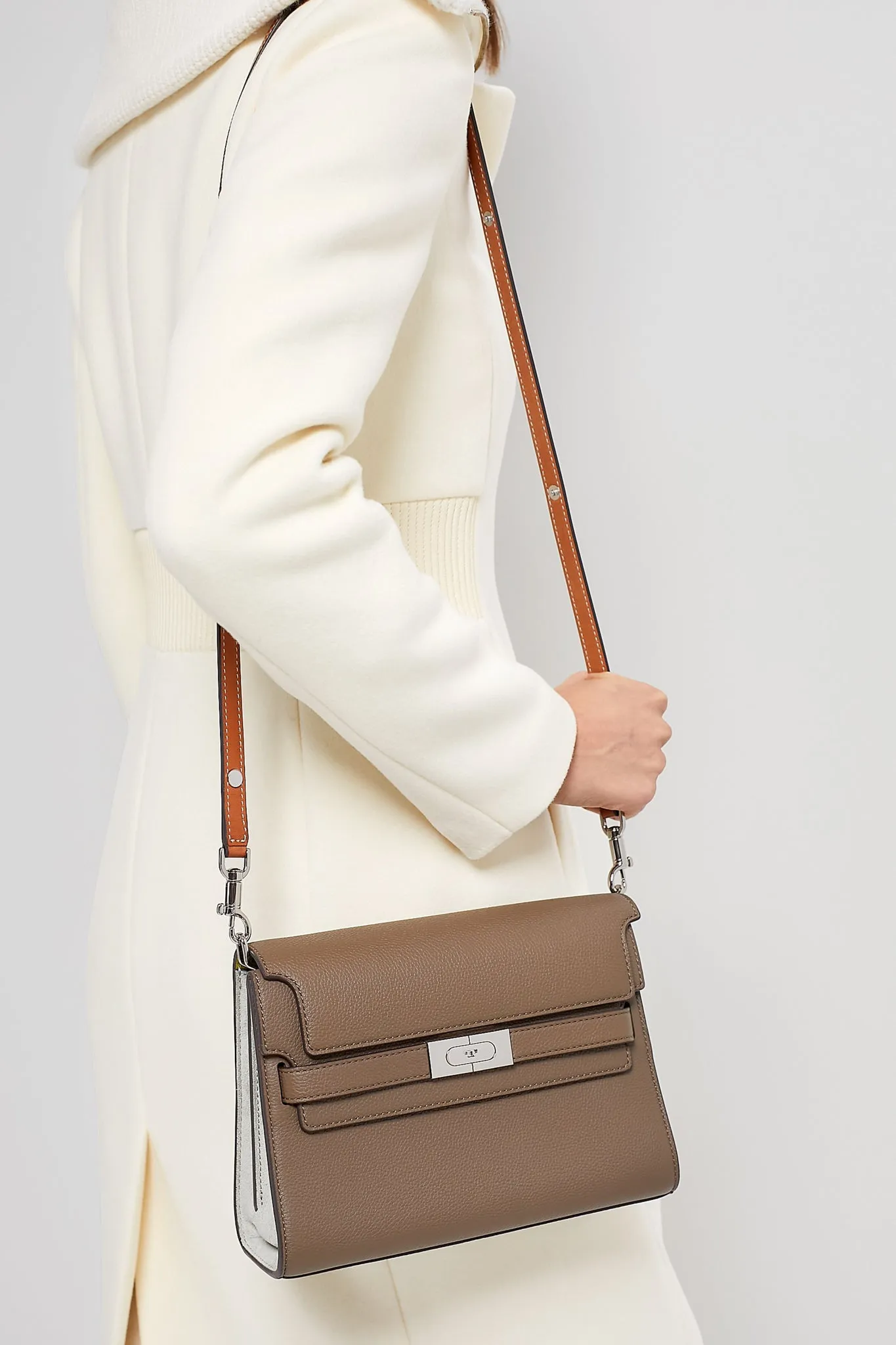 Wild Mushroom Lee Radziwill Color-Block Pebbled Shoulder Bag