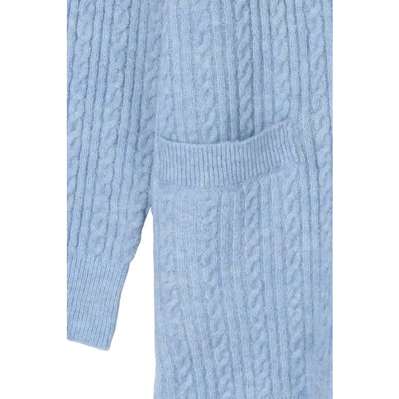 Wool blended cable knitted cardigan